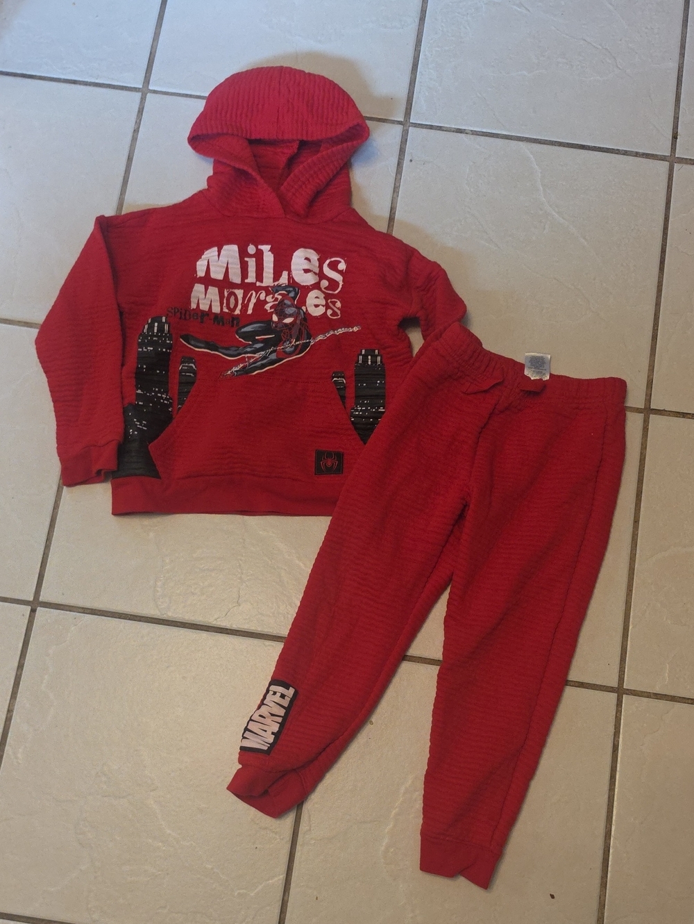 Red Kids Spider Graphic Hoodie & Joggers Set